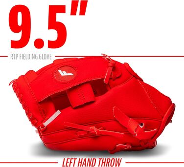 Рукавиця для бейсболу Franklin Sports RTP Kinder Teeball (ліва рука, червона) + М'яч - Дитячий набір для ті-болу для хлопчиків та дівчаток (24,1 см)