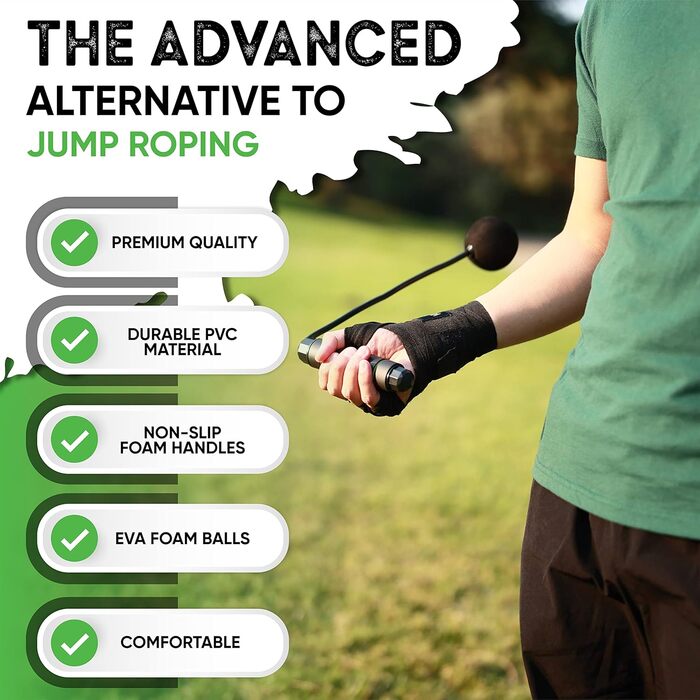 Скакалка - регульована довжина, скакалка без мотузки для пляжу - усуває 'Papa Belly' (живіт батька) з використанням скакалки для занять в приміщенні - бездротова скакалка, ідеальна для покращення фізичної форми