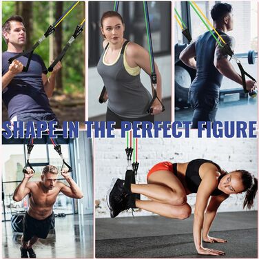 Резинки для фітнесу Aihoye з ручками, набір 12 шт. (4.5-68 кг), для фітнесу, реабілітації та силових тренувань