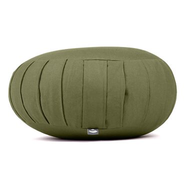 Подушка для медитації Bodhi Zafu ECO: Класична кругла подушка для йоги з органічної бавовни та дрібного жита, висота 19 см (оливково-зелений)