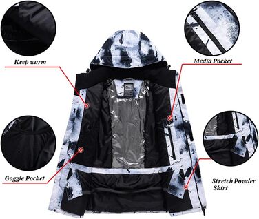 RIUIYEE Комплект чоловічого гірськолижного костюма з підігрівом, куртка та штани, зимовий, для сноуборду та гірськолижного спорту, чорний, XXL