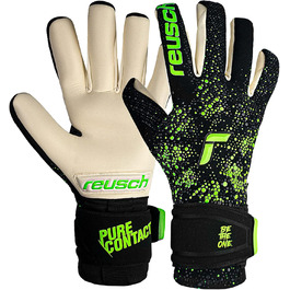 Воротарські рукавички Reusch Pure Contact Gold, унісекс, чорні/зелені, розмір 10.5, внутрішній шов, покриття Grip Gold, для всіх типів полів