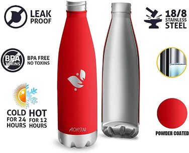 Термофляга AORIN 750 мл (винно-червона) - ізольована, без BPA, для дітей, спорту, подорожей