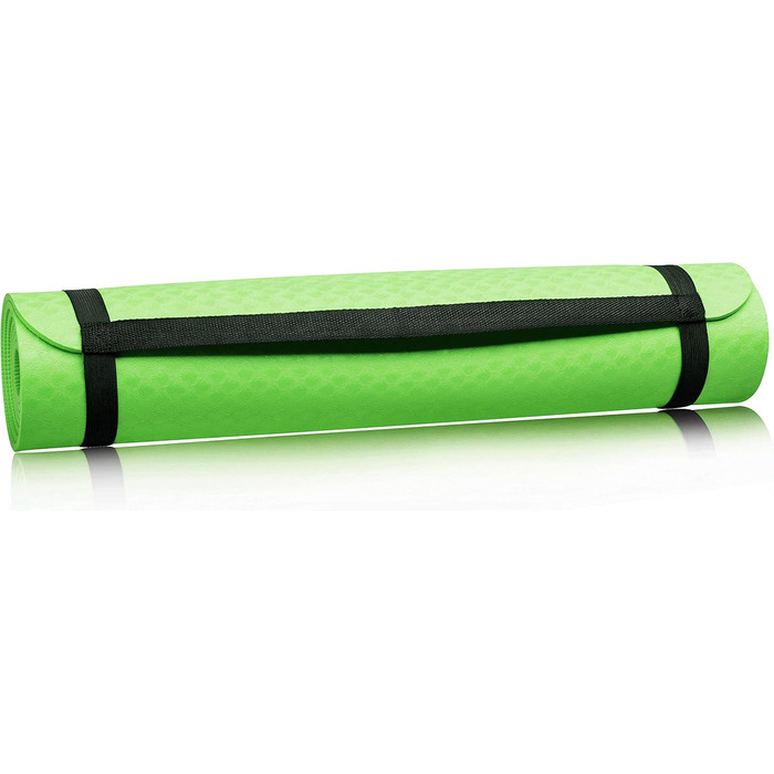 Килимок для йоги BODYMATE Premium TPE 183x61 см, нековзкий, фітнес-мат для йоги, пілатесу, спорту, товщина 6 мм, зелений