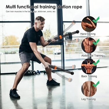 Бійцівське канат Ropeless Adjustable - 2 шт. (Чорний) для дому, фітнесу та спалювання жиру