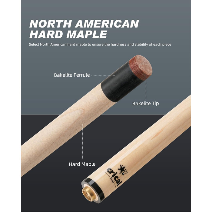 Професійна кий для більярду/пулу Crival Heavy Hitter Jump-Break-Queue, 3-х частин, 137.2 см, з клена, чорного кольору