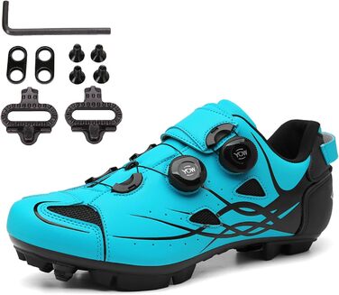 Чоловічі велосипедні черевики для катання на гірському велосипеді, Outdoor, MTB, сумісні з SPD підошвами та платформою, дихаючі, 43 EU, блакитний