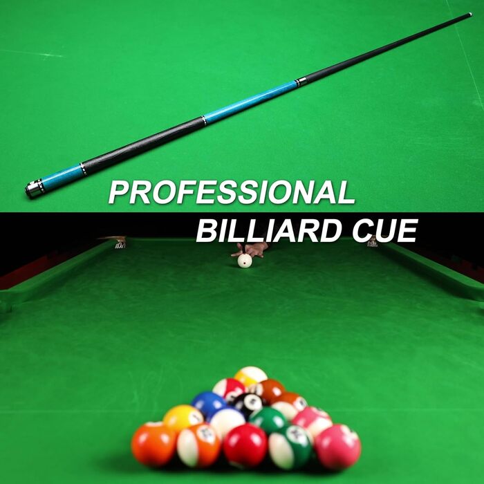 Кю Carbon Fiber CQ-BLUE-20: Професійний кий для більярду з карбону, 13мм шкіряний наконечник, кейс, захисти та крейда