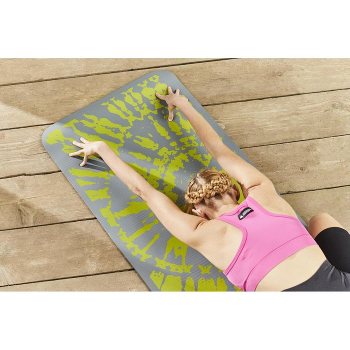 Килимок для йоги adidas Tie-Dye – 10 мм NBR, нековзний, захищає суглоби, з ручкою для перенесення, товстий килимок для пілатесу та фітнесу, 183x61 см, сірий