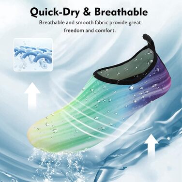 Шкарпетки для плавання HMIYA, аквашузи для жінок та чоловіків, шкарпетки для серфінгу, йоги, тренувань на природі (40/41 EU, градієнт зеленого кольору)