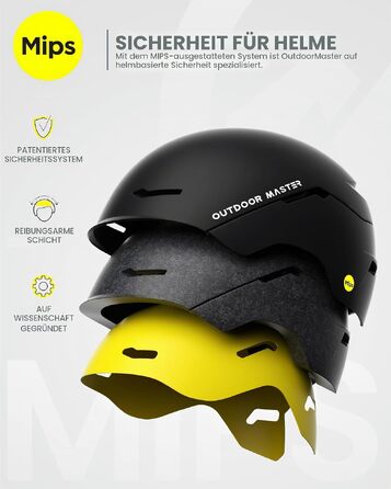 Шолом для лиж та сноуборду OutdoorMaster ELK MIPS з гірськолижними окулярами OTG, матовий чорний, розмір M