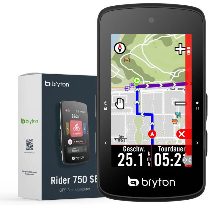 Велокомп'ютер Bryton Rider 750SE з GPS, 2.8'' кольоровий сенсорний екран, офлайн карта ЄС, навігація
