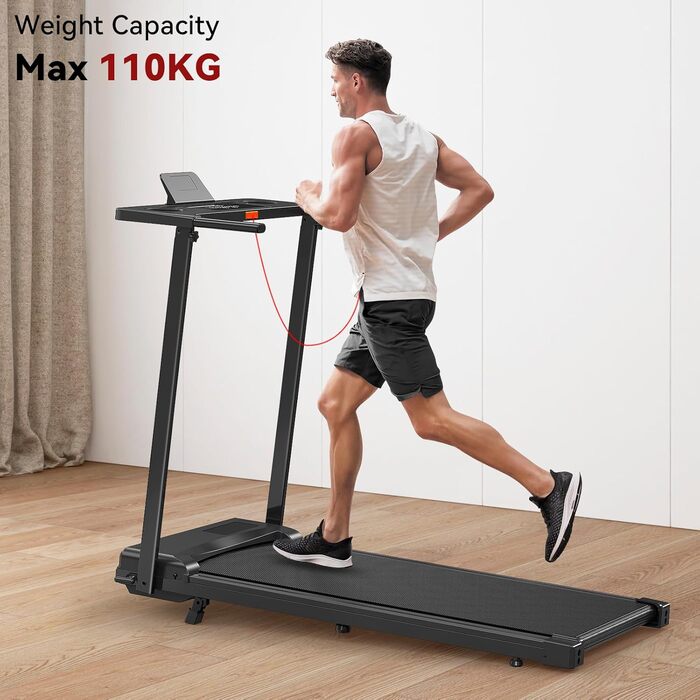 Складане бігове полотно для дому з нахилом 5°, портативне, 8 км/год, 2.5 PS, з ручками, LED-дисплей, тримач для напоїв, 2 в 1