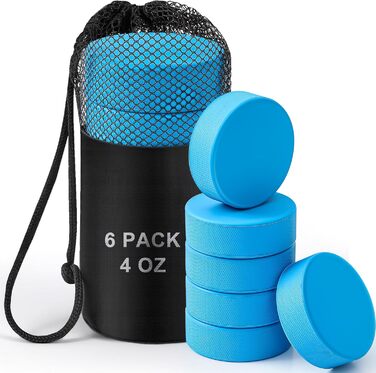 ShinyRelief Набір з 6 важезних хокейних шайб для тренувань, 118 г, блакитні