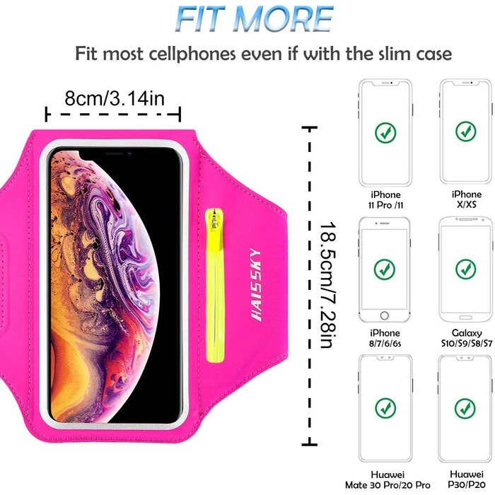 Спортивний браслет для телефону Guzack Universal: для iPhone, Samsung, Huawei, Xiaomi (до 6.9'), темно-синій/сливовий