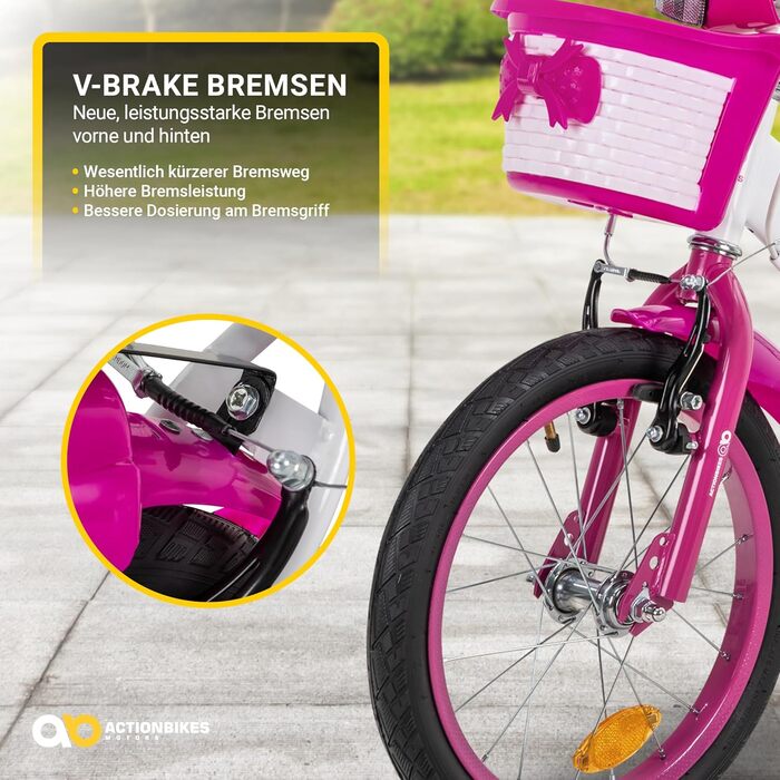 Дитячий велосипед Actionbikes Daisy 12/16/20 дюймів, V-гальма, для дівчаток і хлопчиків, з крилами, від 2 до 9 років