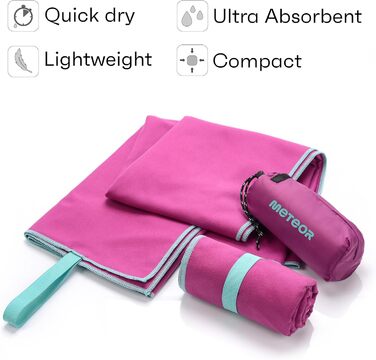 Рушник спортивний Meteor Sport Microfiber XL XXL 9 кольорів, надзвичайно легкий, швидковисихаючий, для фітнесу, подорожей, сауни, пляжу (50x90 см, баклажан)