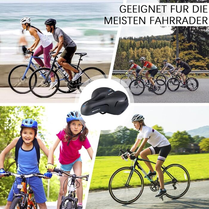 Комфортний велосипедний сідло, гелевий, широкий, м'який, дихаючий, амортизуючий, ергономічний, з водонепроникним чохлом та інструментами для встановлення, 26 * 21.5 см, блакитний