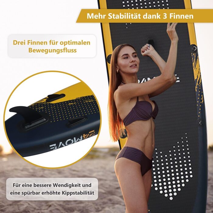Надувна SUP-дошка 24MOVE® Premium для йоги та серфінгу, 366x80 см, червона, з аксесуарами, подвійний насос, антиковзка поверхня, для дітей і дорослих