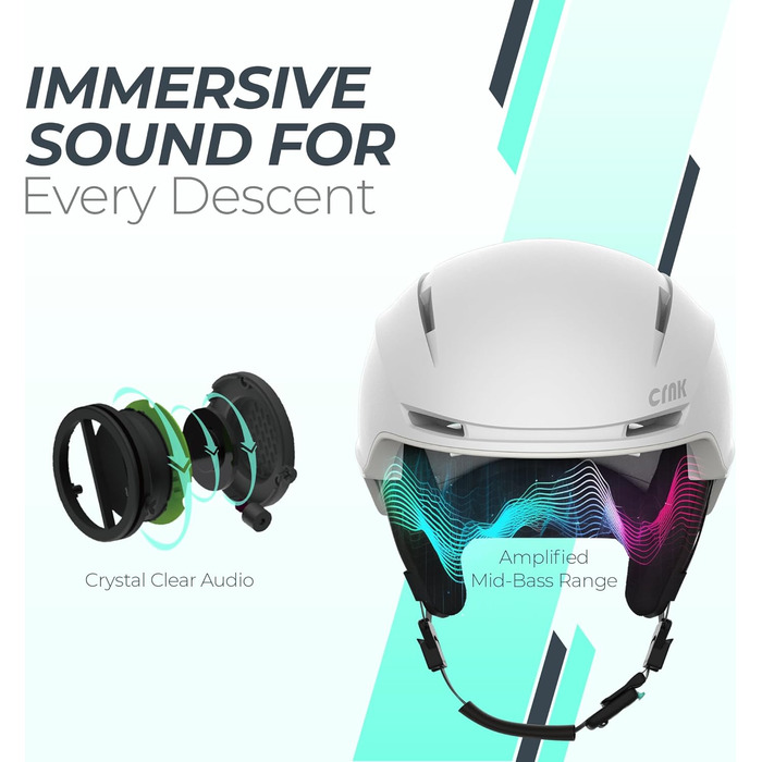 Гірськолижний шолом CRNK Skadi з Bluetooth, білий, шумозаглушення, розмір M, унісекс