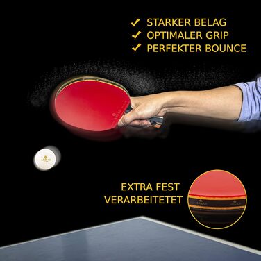 Набір для настільного тенісу ARKAD [Преміум] • Комплект з ракетками, м'ячами та чохлом • Набір для настільного тенісу з міцним хватом (2 шт.)