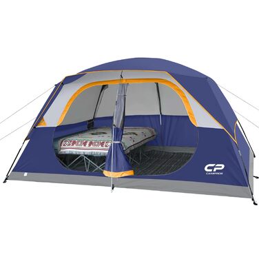 Намет сімейний CAMPROS Campingzelt 6 для 8 осіб, водонепроникний, 366x274x193 см, швидкий монтаж, 4 сезони, блакитний