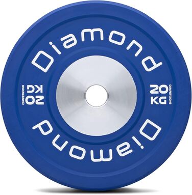 Пара змагальних дисків Pro Diamond 2×20 кг, 50 мм, сині – для штанг і гантелей, фітнесу та домашнього спортзалу