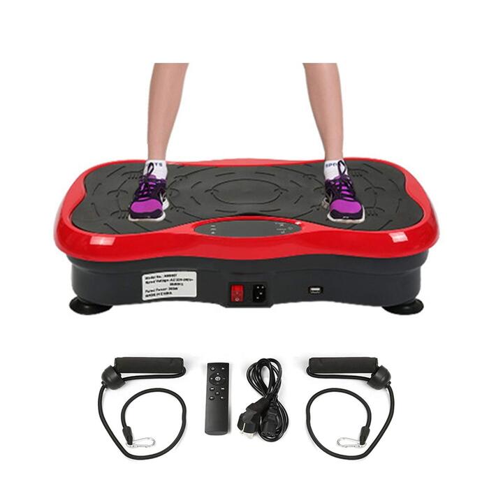 Вібраційний тренажер для тіла з Bluetooth та USB, тренувальні стрічки, пульт дистанційного керування (чорно-червоний)