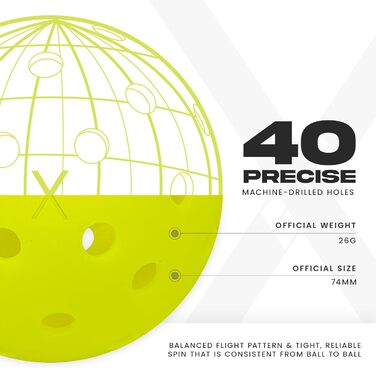 Franklin Sports Pickleball-X Performance 40 Outdoor-Bälle - Жовті м'ячі для піклболу, 40 шт.