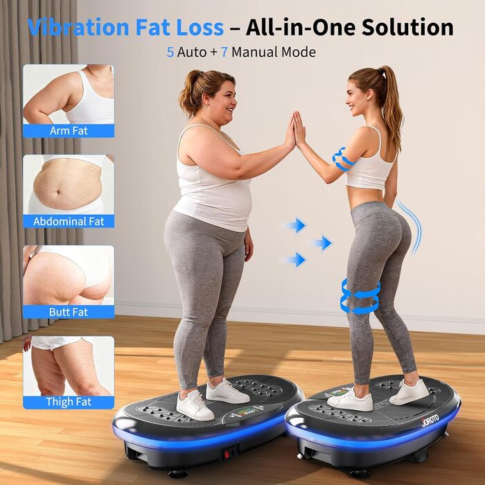 Платформа для вібраційного тренування JOROTO 4D - професійне тренування всього тіла | Сумісна з додатком | Bluetooth-динамік та LED-підсвітка, до 200 кг, для дому