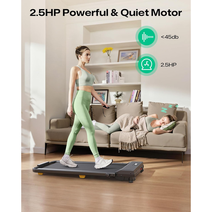 Біговий доріжки з нахилом 9% - складаний Walking Pad з безпечним руків'ям, режим HIIT одним дотиком, для ходьби, бігу та джогу вдома, без збирання, з пультом керування та LED-дисплеєм (чорний)