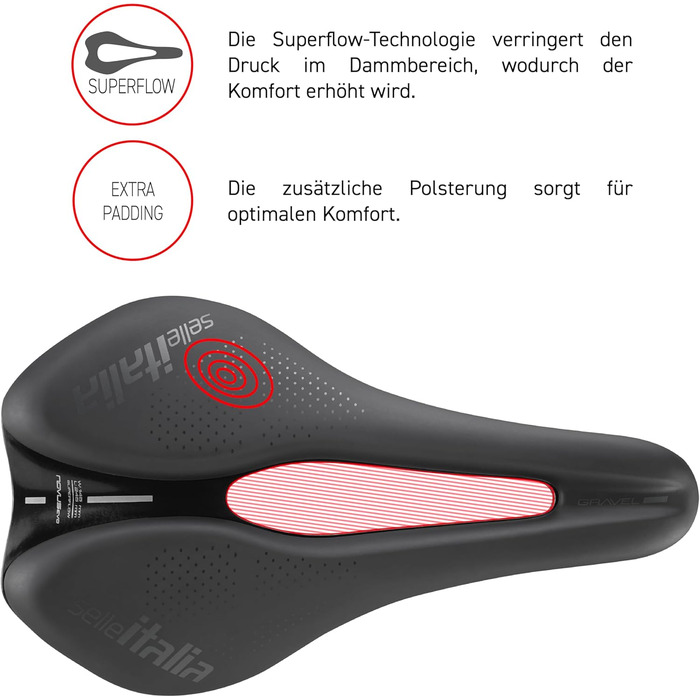 Сідло Selle Italia Novus Boost EVO Gravel TM Superflow - для гравійних та шосейних велосипедів, чорне