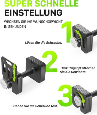 Eisenlink Регульована квадратна штанга (гантель) 1 шт. 20 кг / 36 кг - Інноваційна компактна регульована гантель з антиковзним руків'ям для фітнесу, тренувань у залі та вдома. 1 шт. 16 кг (1×16 кг)