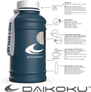 Daikoku термос з нержавіючої сталі 1,3 л, синій, без BPA, для спорту та фітнесу, з подвійною стінкою, зберігає тепло 12-24 годин