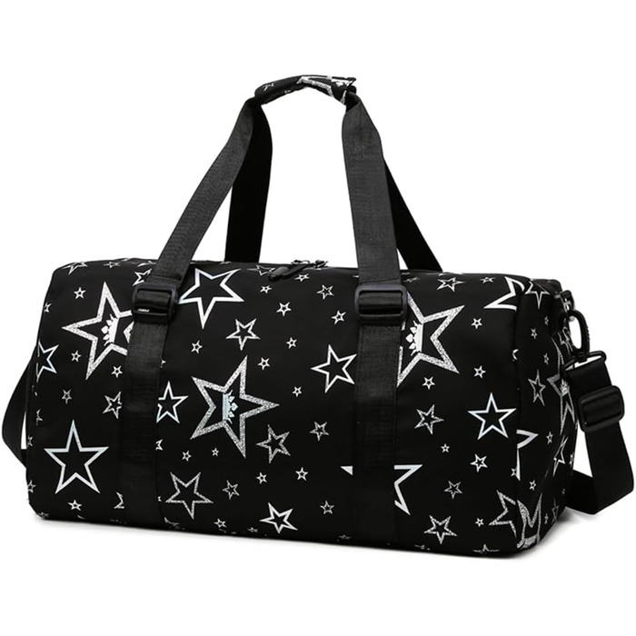 Дитяча спортивна сумка-рюкзак з відділенням для взуття та мокрих речей, плавальна сумка, спортивна сумка з принтом зірок для дівчаток, складана сумка для занять гімнастикою, танців та тренувань (зелена, чорна)
