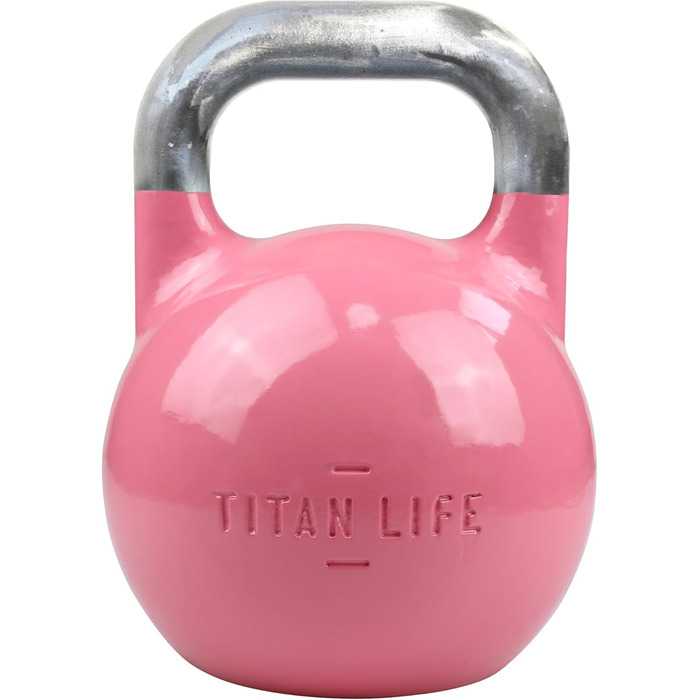 Професійна гиря TITAN LIFE PRO 8 кг, сталь, для змагань, рожева, велика основа