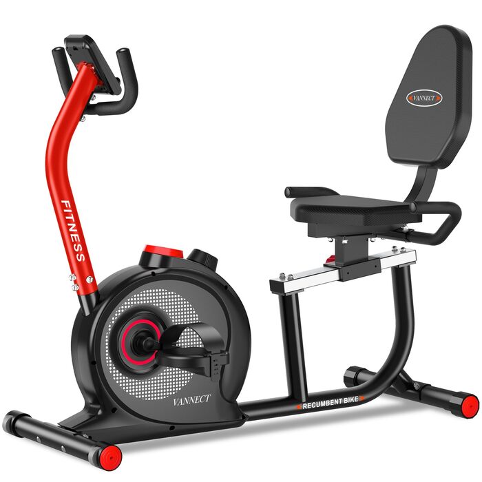 VANNECT Лежачий велотренажер для дому з 16 рівнів регулювання опору, велике зручне сидіння, підключення до додатку, до 180 кг, рожевий