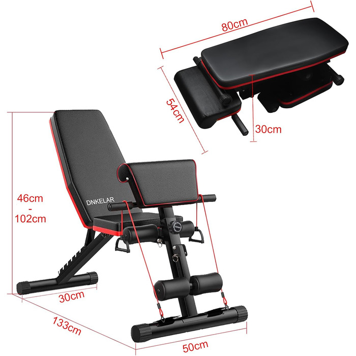 Складана лавка для тренувань Hantelbank: фітнес, силові вправи, тренування спини та пресу