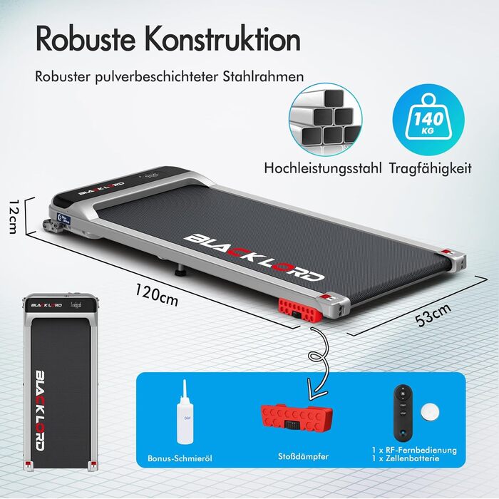 Електричний біговий тренажер BLACK LORD MS2 схил 9%, 3.2 PS, 4-в-1, для дому та офісу, 12 програм, динамік, 140 кг