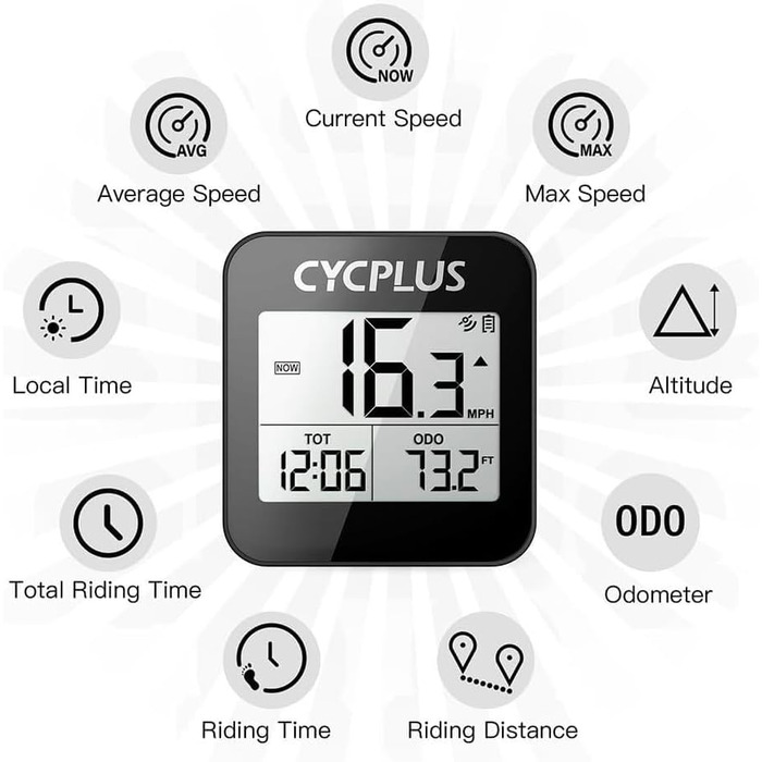 GPS велосипедний комп'ютер CYCPLUS G1, бездротовий велоспідометр, водонепроникний IPX6, лічильник кілометрів, чорний