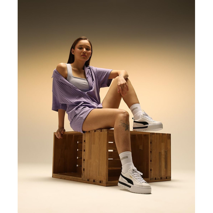 Жіночі кросівки PUMA Mayze Wn's White Black — білі кеди на платформі, розмір 39 EU