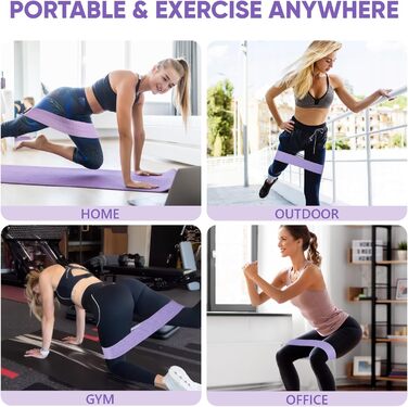 Стрічки для фітнесу Widerstandsbänder [3 шт.] для сідниць та стегон, антиковзкі фітнес-гумки для жінок/чоловіків, силові тренування, йога, пілатес, фітнес (світло-фіолетовий, фіолетовий, темно-фіолетовий)