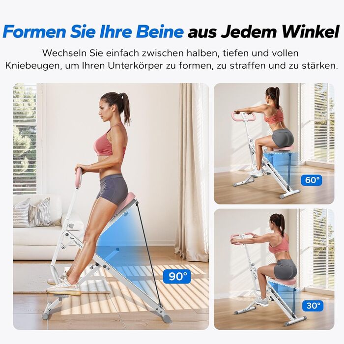 MERACH 2-в-1 тренажер для присідань та тяги, складаний, для тренування сідниць, ніг та корпусу, 10 хв збірки, максимальне навантаження 160 кг (білий, R07)