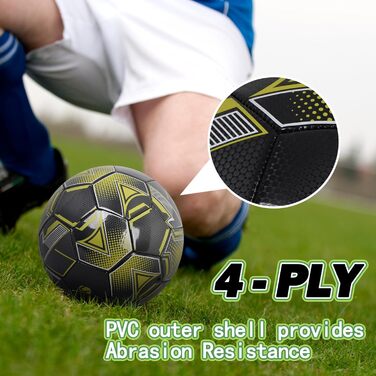 М'яч для футболу розмір 5 з насосом, шкіряний, унісекс, для дорослих та дітей, для гри в приміщенні та на вулиці, чорний