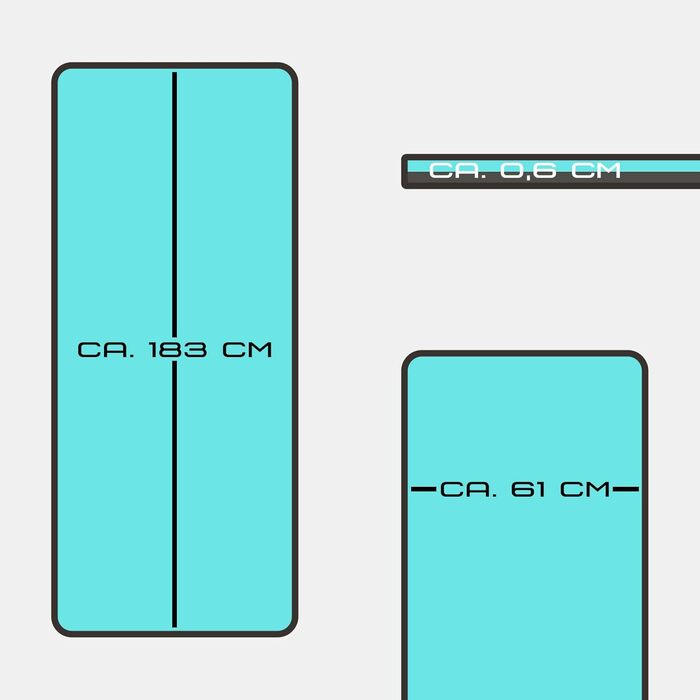 Йога мат Deuser: антиковзка, товста, складана, 182x61 см, Petrol/Gray (сіро-блакитний), з сумкою