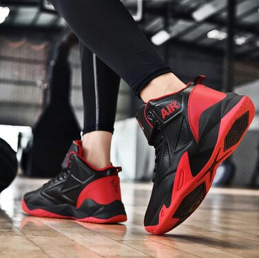 Чоловічі баскетбольні кросівки High Top, стильні бігові кросівки (чорний) (36 EU, червоний)