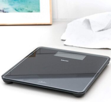 Ваги підлогові Beurer GS 400 Signature Line, скляні, чорні, дисплей XL, до 200 кг, 31x31 см