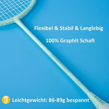 Набір для бадмінтону WHiZZ Carbon: 2 ракетки, м'ячики, обмотка, сумка. Легкі графітові ракетки для тренувань та відпочинку.