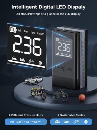 Портативний електричний компресор Smiling Shark AP-01, 12V, 150PSI, 8000mAh, з LCD-екраном, автоматичним відключенням і охолодженням, для авто, велосипедів, мотоциклів, м'ячів