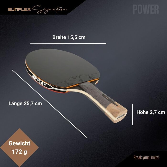 Sunflex ITTF сертифікована професійна ракетка для настільного тенісу Signature Line з високоякісної деревини, турнірне покриття, для досвідчених гравців, у магнітній коробці